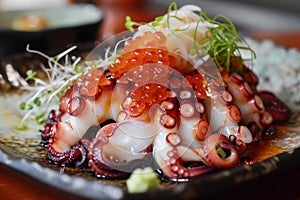 Tasty bright octopus sashimi