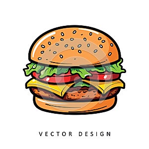 tasty burger fast food vector design AI generated