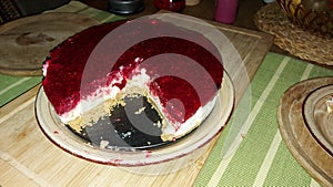 Tasty and caloric sweet. Homemade delicious dessert. Cheesecake.