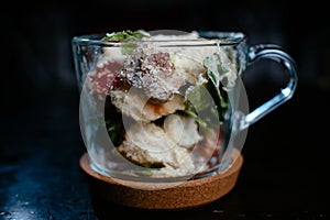 Tasty Cesar salade in glass