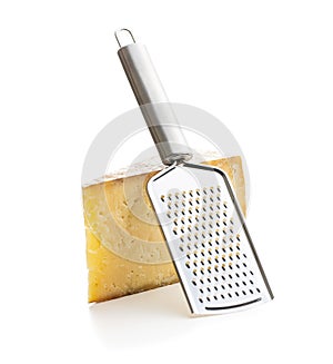 Tasty cheese block and cheese grater