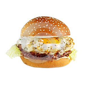 Tasty cheeseburger isolated at white background