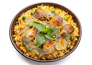 Tasty Chicken Biryani With Lemon, Cut Out