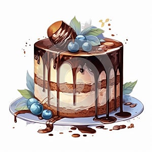 tasty chocolate cake dribble ripe cake generative AI