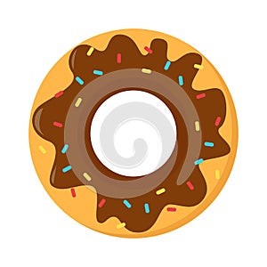 Tasty chocolate donut vector isolated. Sweet sugar snack