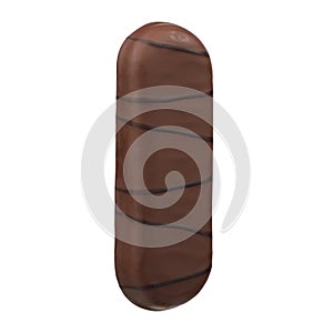 Tasty chocolate glazed protein bar isolated on white. Healthy snack, clipping path