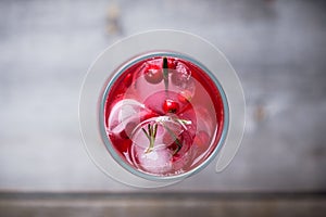 Tasty christmas cocktail with cranberry and foxberry