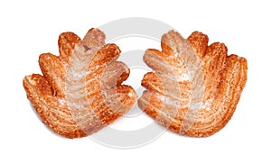 Tasty Christmas tree shape Cookies against white background