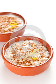 Tasty cinnamon rice pudding dessert