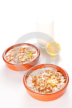 Tasty cinnamon rice pudding dessert