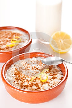 Tasty cinnamon rice pudding dessert