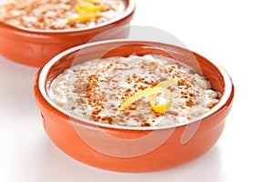 Tasty cinnamon rice pudding dessert