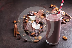 tasty cocoa drink with chocolate