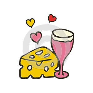 Tasty Combo Menu Cheese and drink Vector Illustration.