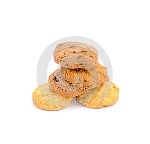 Tasty cookies on a white background