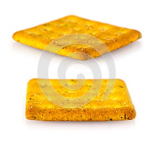Tasty Crackers isolated on over white background with clipping path