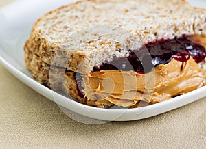 Tasty Creamy Peanut Butter and Jelly Sandwich