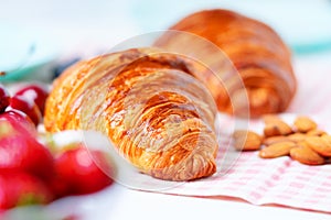 Tasty croissants on the morning table