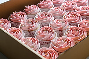 Tasty cupcake in a box for party