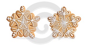 Tasty decorated Christmas cookies on white background, collage. Banner design