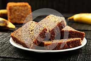 Tasty Delicious banana cake slices.