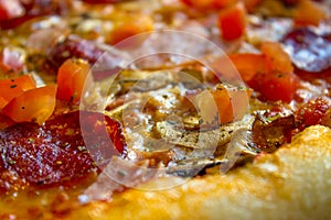 Tasty delicious pizza close-up. Mouth watering