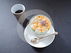 Tasty dessert with an espresso