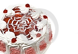 Tasty dessert - iced cake with cherries