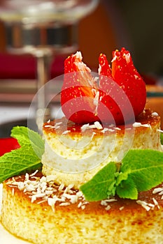 Tasty dessert on a table at restaurant