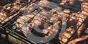 Chicken wings on barbecue grill