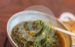 Tasty Food With A Hot Soba Noodle
