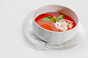 Tasty food. Red soup - borsch. Ukrainian and russian national so photo