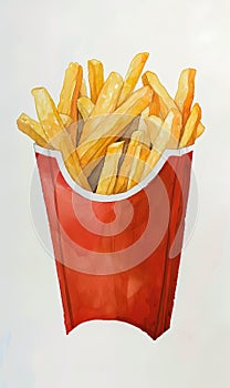 Tasty french fries, illustration, fast food