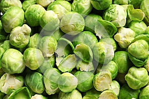 Tasty fresh Brussels sprouts as background