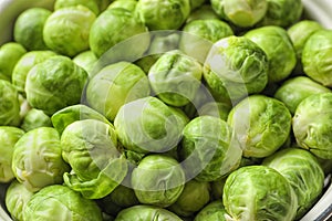 Tasty fresh Brussels sprouts in dish