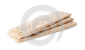 Tasty fresh rye crispbreads isolated on white