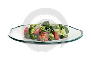 Tasty fresh salad with Brussels sprouts isolated