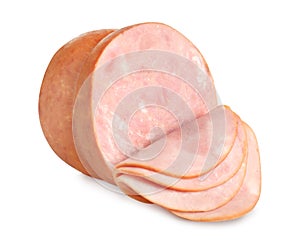 Tasty fresh sliced ham isolated