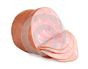 Tasty fresh sliced ham isolated