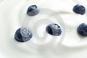 Tasty fresh yogurt with blueberries