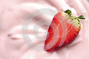 Tasty fresh yogurt with strawberry,