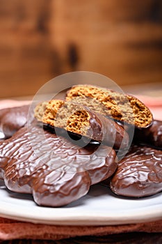 Tasty gingerbread glazed cookies from Torun, Poland photo