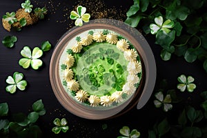tasty green cake on st patricks day AI generated