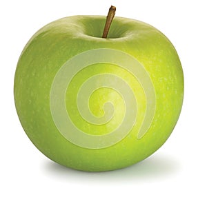 Tasty green granny smith apple on a white backgrou photo