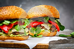 Tasty grilled beef burger