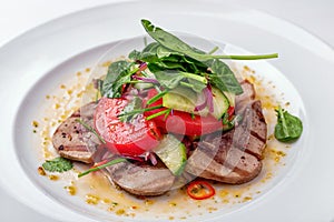 Tasty Grilled Lamb Tongue with a Medley of Vegetables