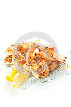 Tasty grilled prawn salad