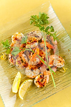 Tasty grilled prawn salad