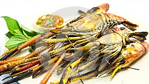 Tasty grilled prawns ,grilled shrimps barbeque seafood
