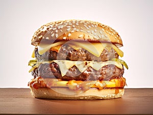 Tasty hamburger classic burger american cheeseburger